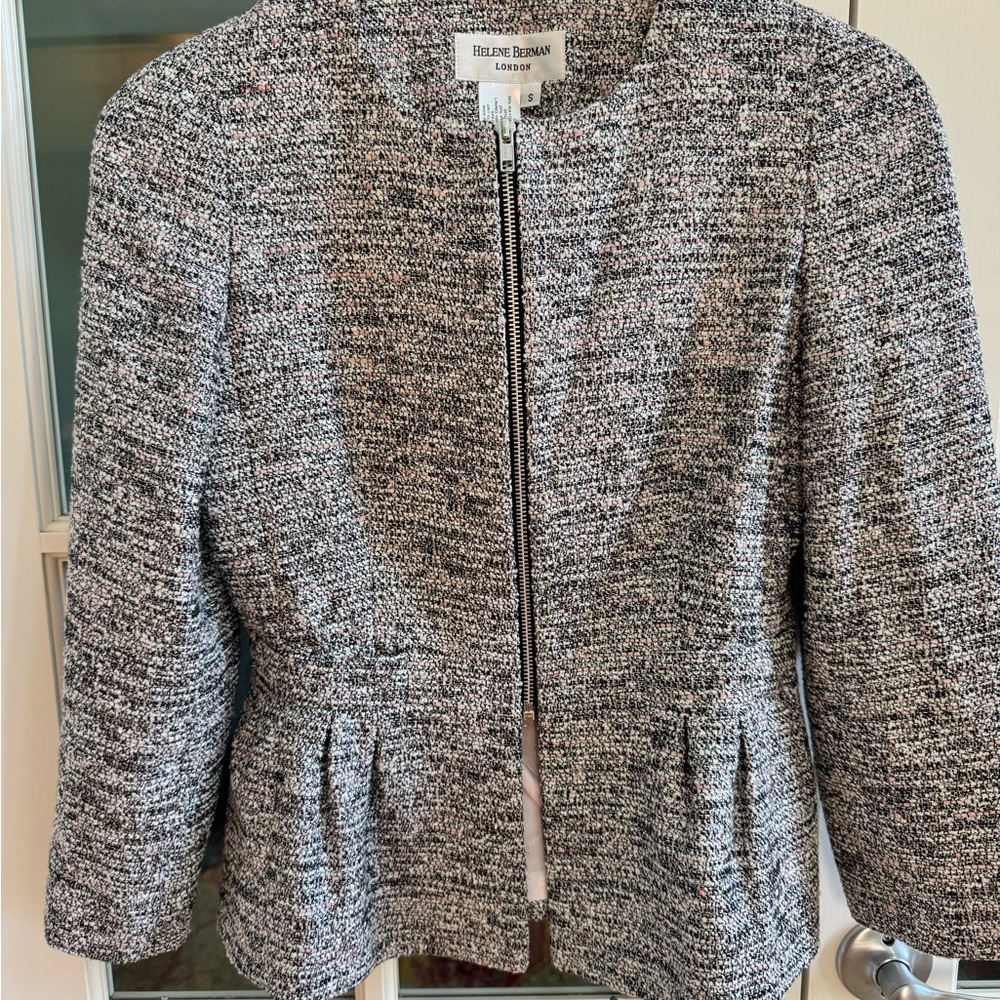 Helene Berman London Pink & Silver Tweed Peplum Jacket